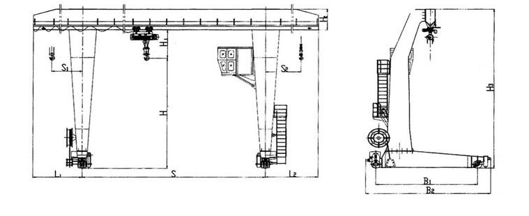 L型電葫蘆門式起重機結構圖