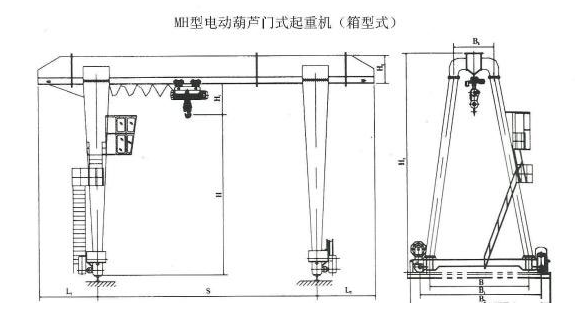 20噸MH型廂形式單梁門式起重機結(jié)構(gòu)圖